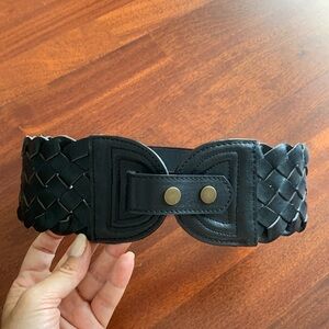 Leather belt with button closure